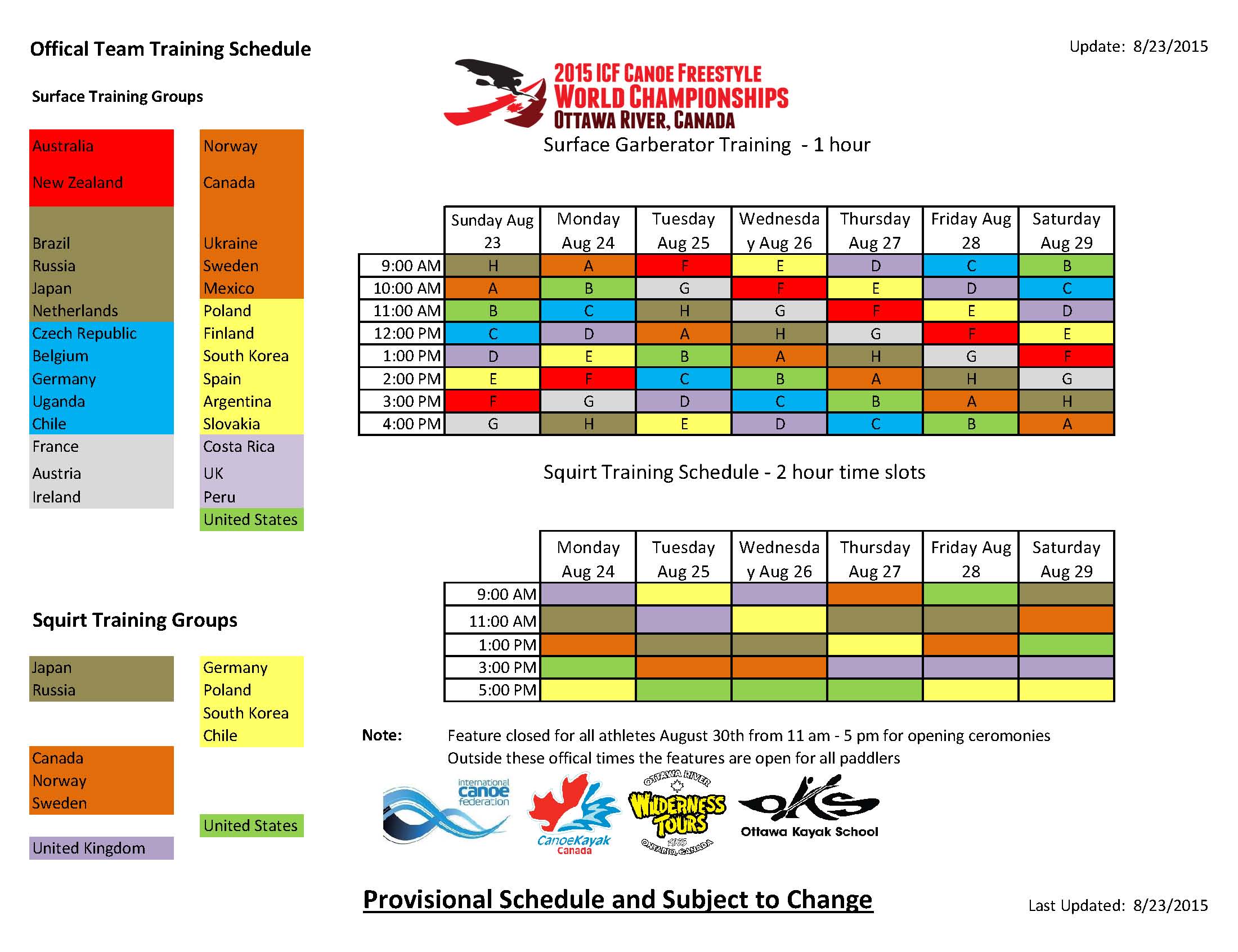 Team Training Schedule